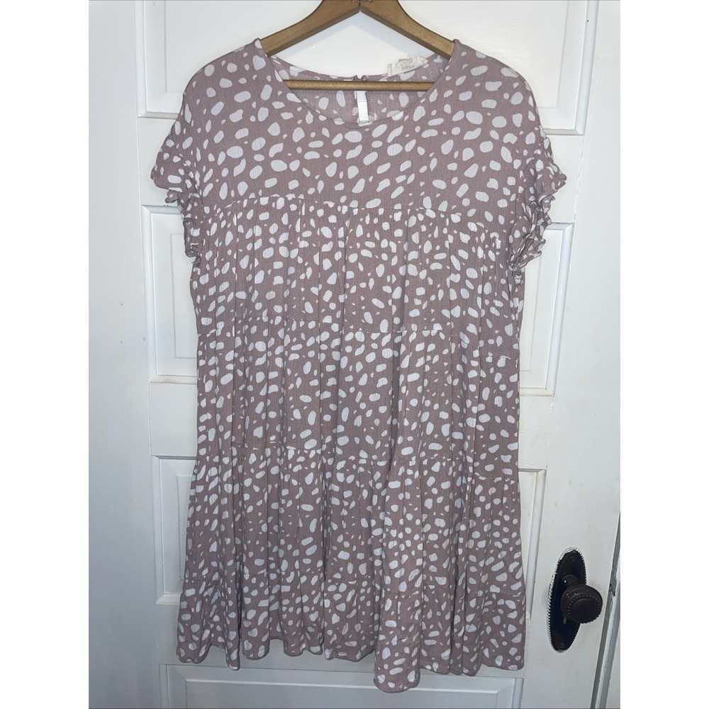 Lavender Ruffle Shift Dress White Polka Dots Small entro Coquette Core Soft Girl